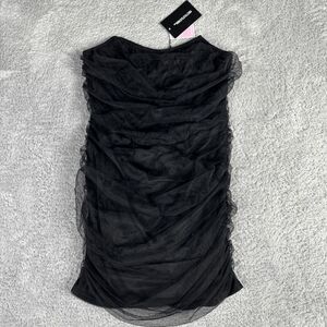 Pretty Little Thing Women's Gothic Fairy Mesh Ruched Bodycon Dress 16 Black